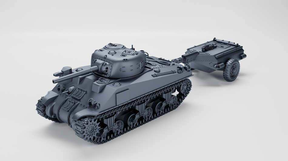 Sherman Crocodile M4A4 + Trailer - USA - WW2 28mm Miniatures for Bolt Action & Tabletop Wargaming | Wargame3D