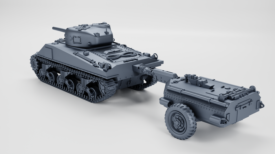 Sherman Crocodile M4A4 + Trailer - USA - WW2 28mm Miniatures for Bolt Action & Tabletop Wargaming | Wargame3D