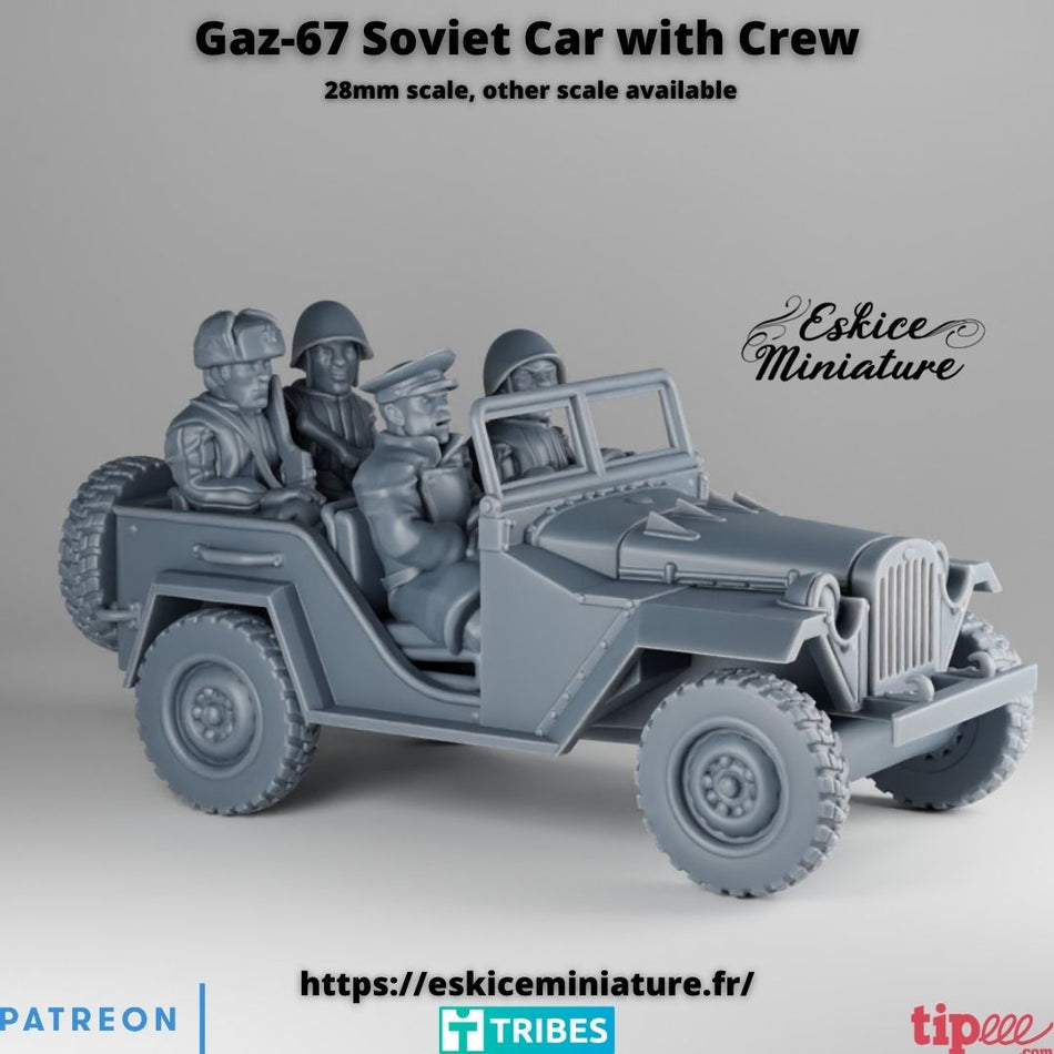 Gaz-67 Soviet Car - 28mm Wargaming Tabletop Miniatures  | Eskice Miniatures