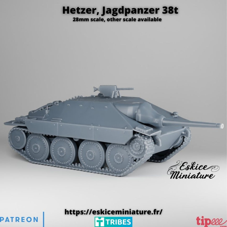 Jagdpanzer 38(t) "Hetzer" - 28mm Wargaming Tabletop Miniatures  | Eskice Miniatures