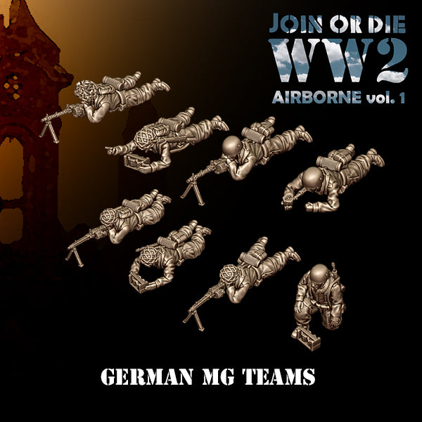 MG Teams Fallschirmjager - 28mm Wargaming Tabletop Miniatures  | 3DBreedMiniatures March to Hell WW2