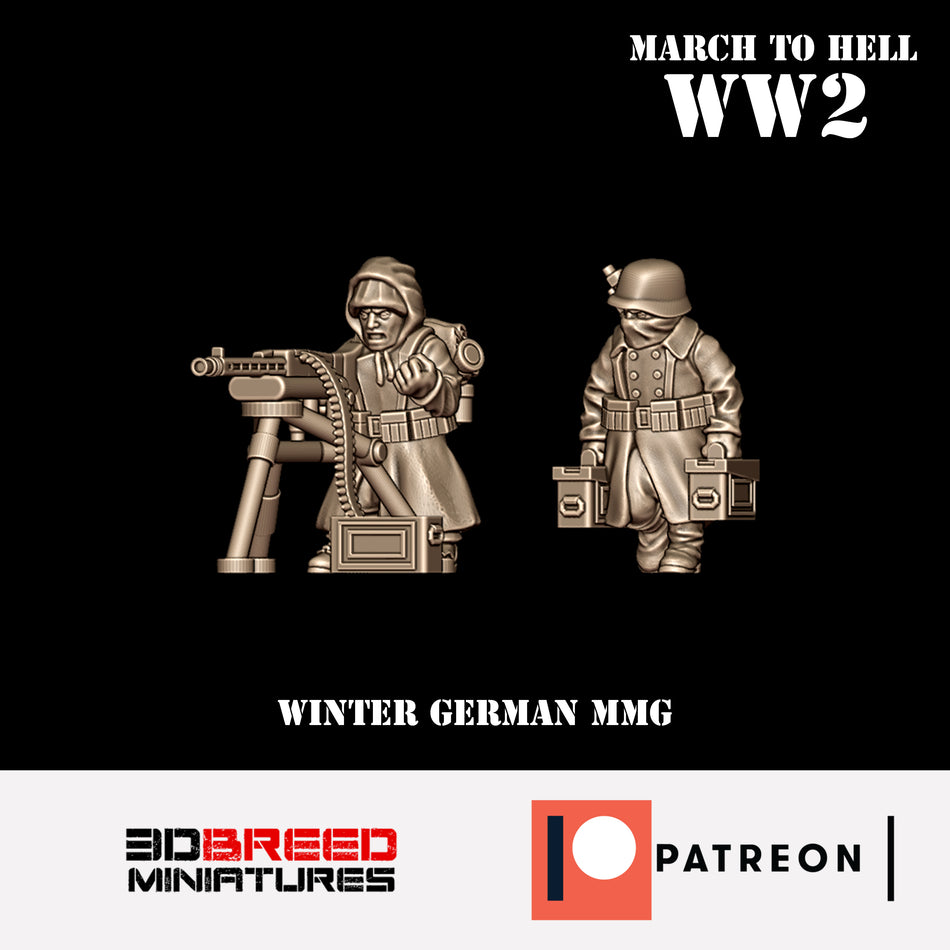 Winter German MMG - 28mm Wargaming Tabletop Miniatures  | 3DBreedMiniatures March to Hell WW2