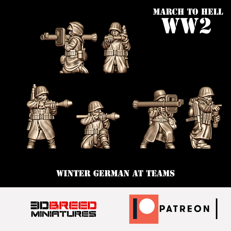 Winter German AT Team - 28mm Wargaming Tabletop Miniatures  | 3DBreedMiniatures March to Hell WW2