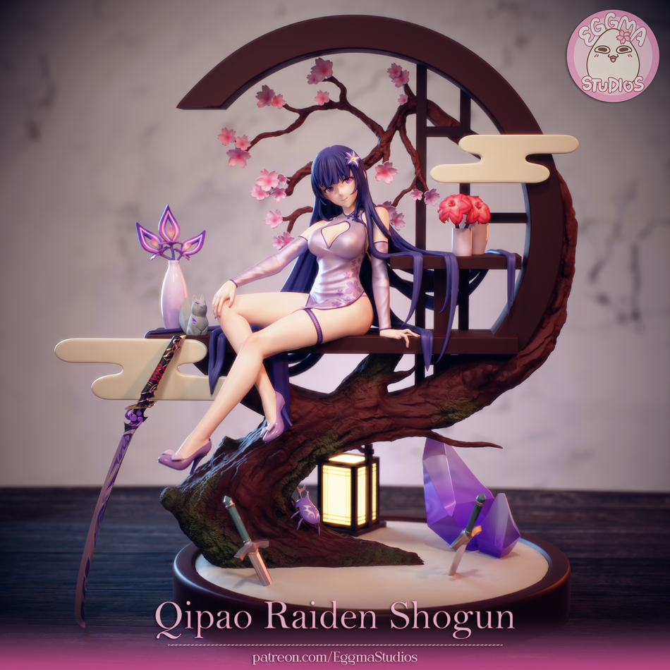 Qipao Raiden Shogun Garage Kit Figure - Genshin Impact | EggmaStudios