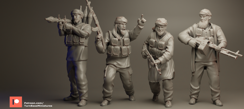 Middle Eastern Rebels Team - 28mm Modern Wargaming Tabletop Miniatures  | Turnbase Miniatures