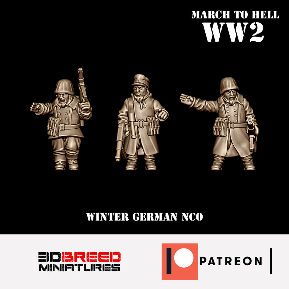 Winter German NCO - 28mm Wargaming Tabletop Miniatures  | 3DBreedMiniatures March to Hell WW2