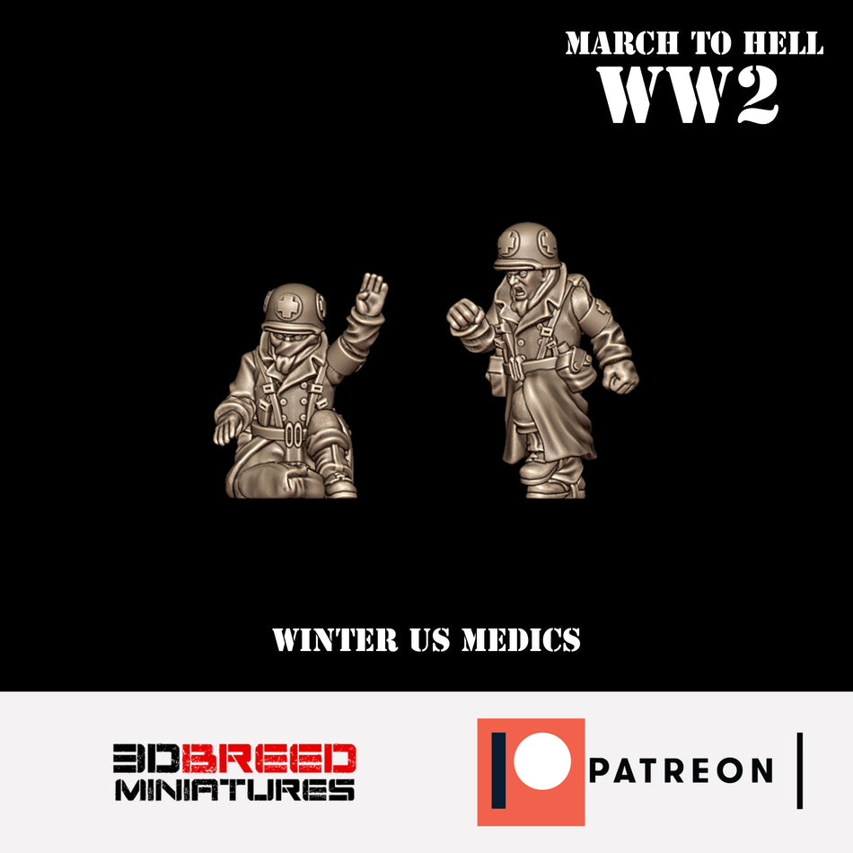 Winter USA Medics - 28mm Wargaming Tabletop Miniatures  | 3DBreedMiniatures March to Hell WW2