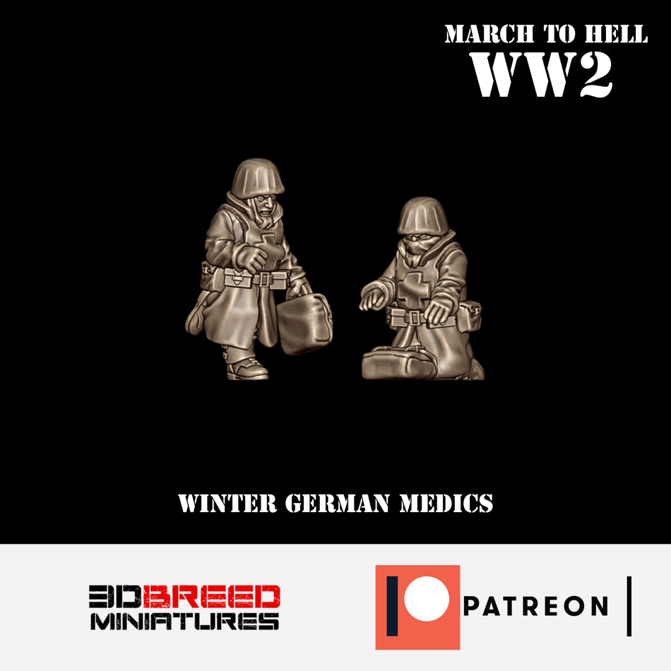 Winter German Medics - 28mm Wargaming Tabletop Miniatures  | 3DBreedMiniatures March to Hell WW2