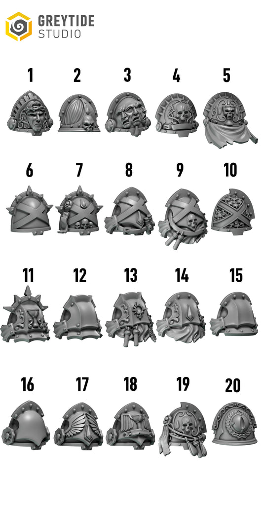 Blood Angels Shoulderpads for Primaris Space marine Conversion and Upgrade, including Death Company