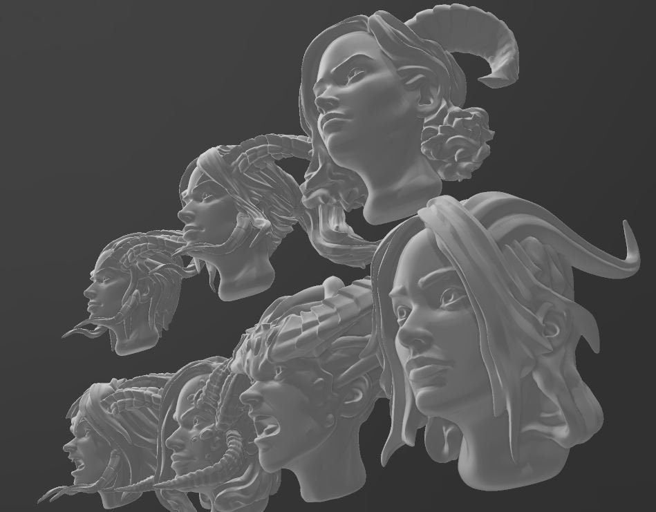 Alt Female Heads - Demons Set - Trisagion Models