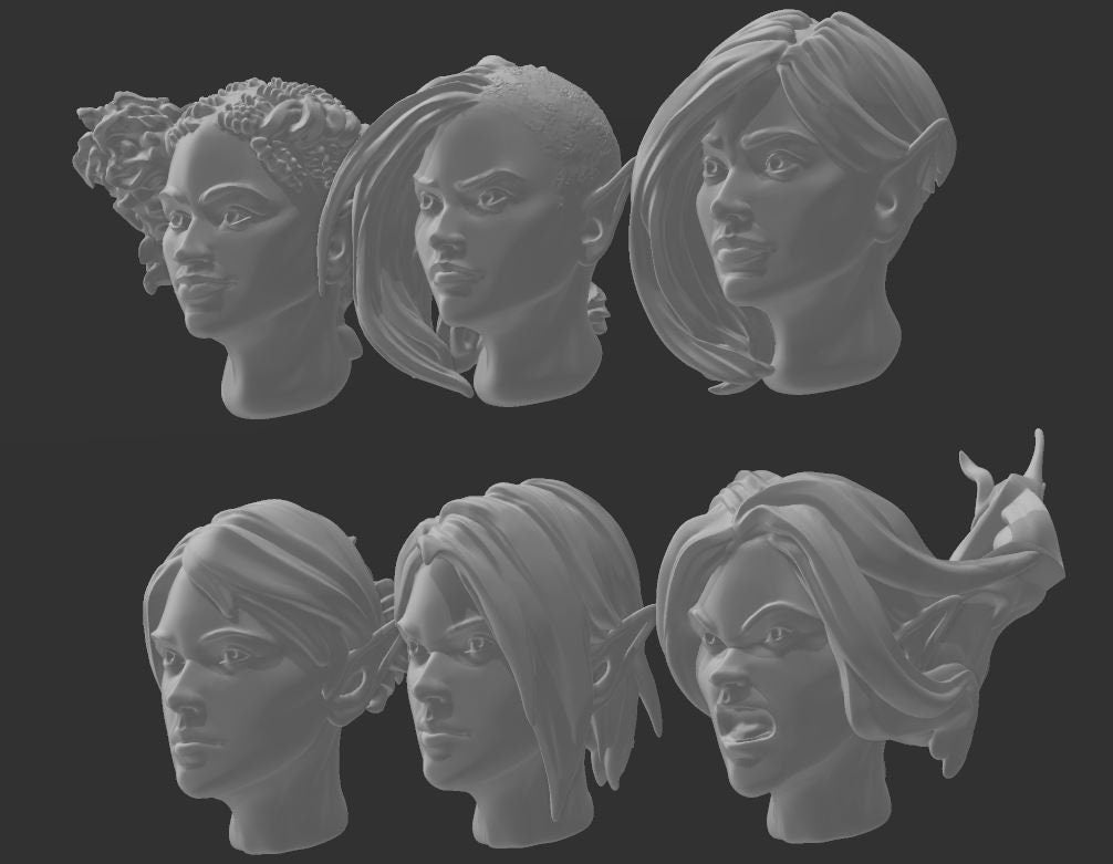 Alt Female Heads - Elf Set A - Trisagion Models