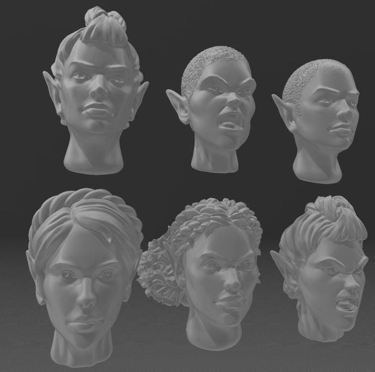 Alt Female Heads - Elf Set B - Trisagion Models