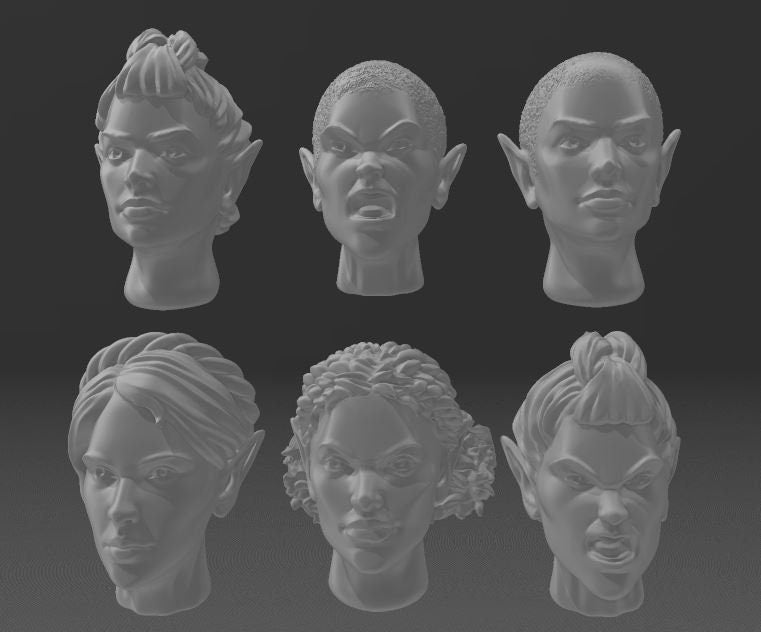 Alt Female Heads - Elf Set B - Trisagion Models