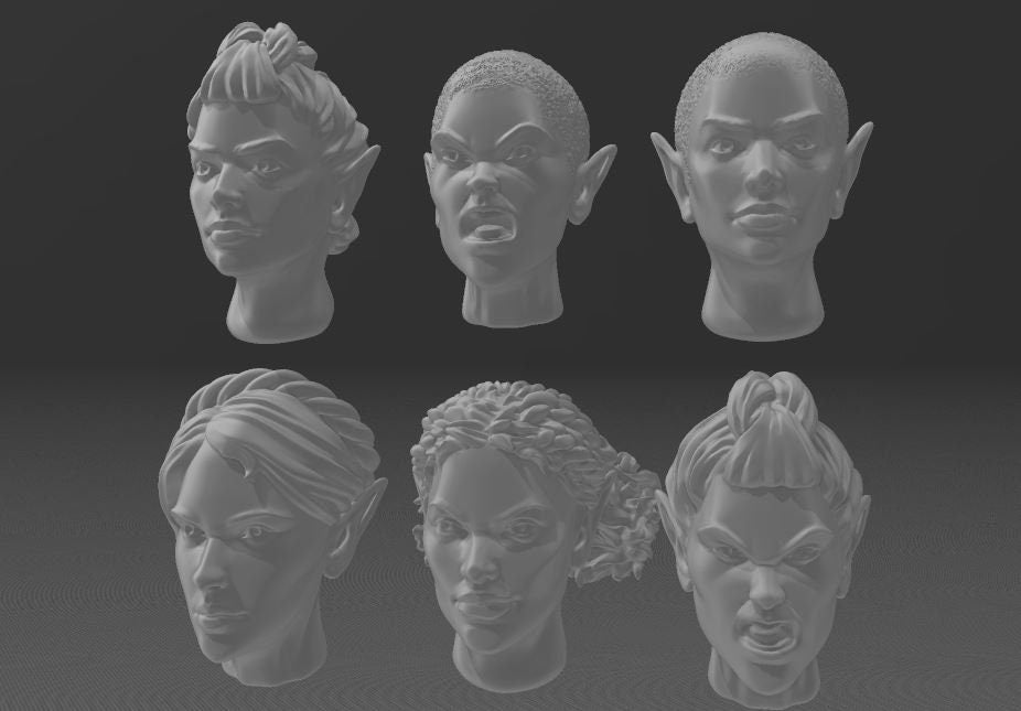 Alt Female Heads - Elf Set B - Trisagion Models