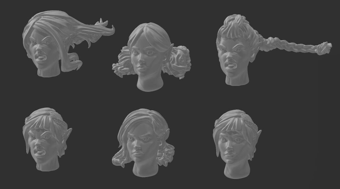 Alt Female Heads - Elf Set C - Trisagion Models