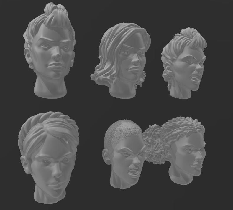 Alt Female Heads - Human Set B - Trisagion Models