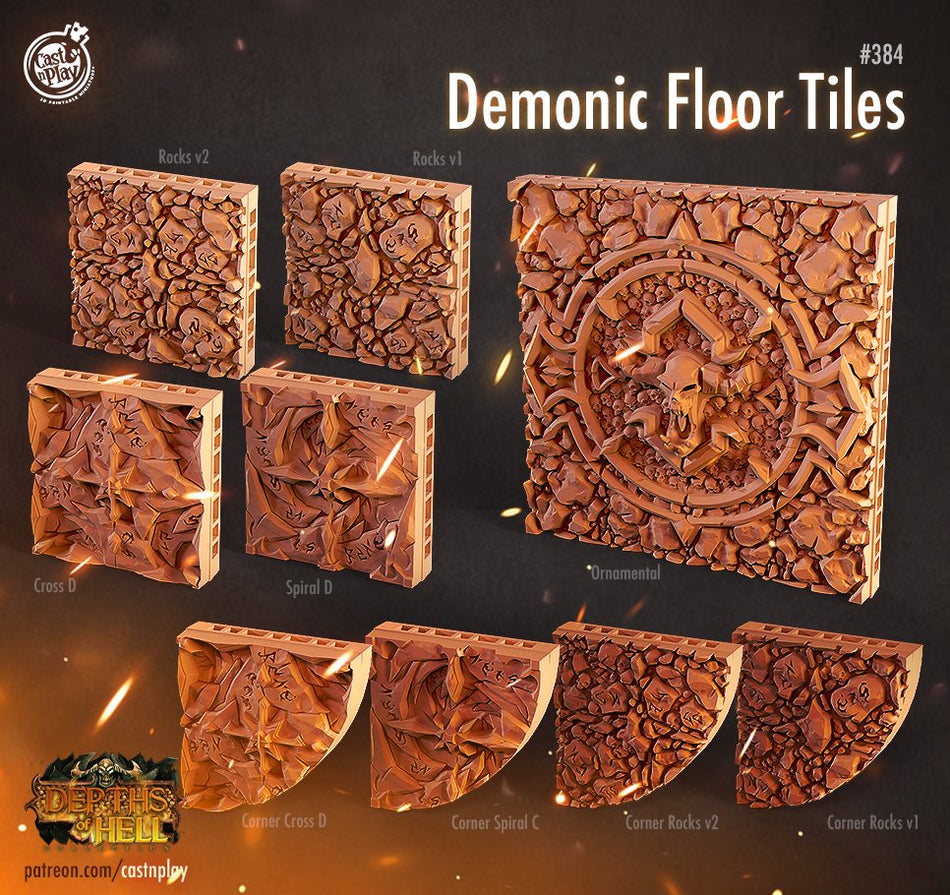 Corner Rocks A - Demonic Floor Tiles - Depths of Hell - Trisagion Models