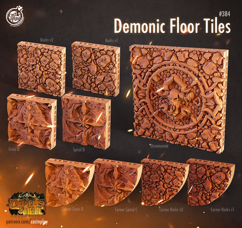 Corner Rocks B - Demonic Floor Tiles - Depths of Hell - Trisagion Models